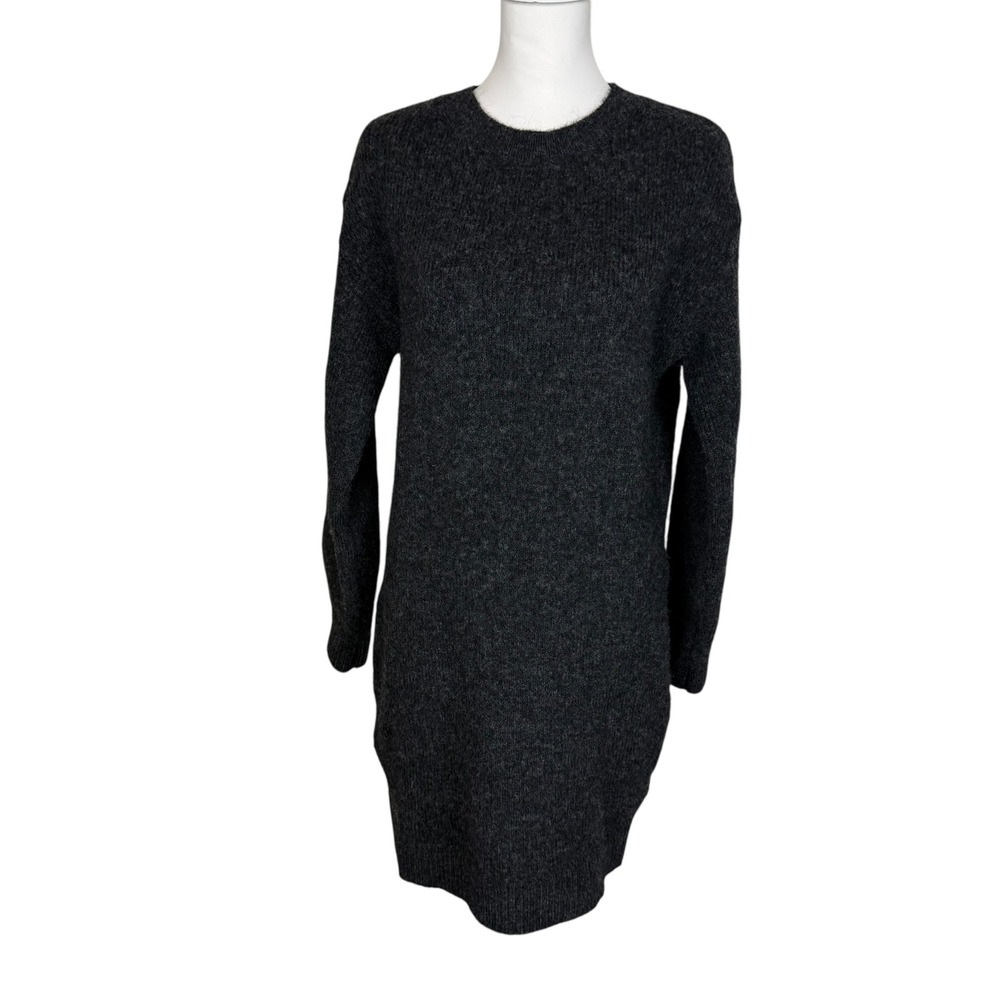Banana Republic Charcoal Gray Knit Sweater Dress Long Sleeve Crew Neck Size S
